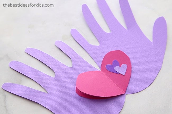 Add Hearts to Handprint Valentine Card