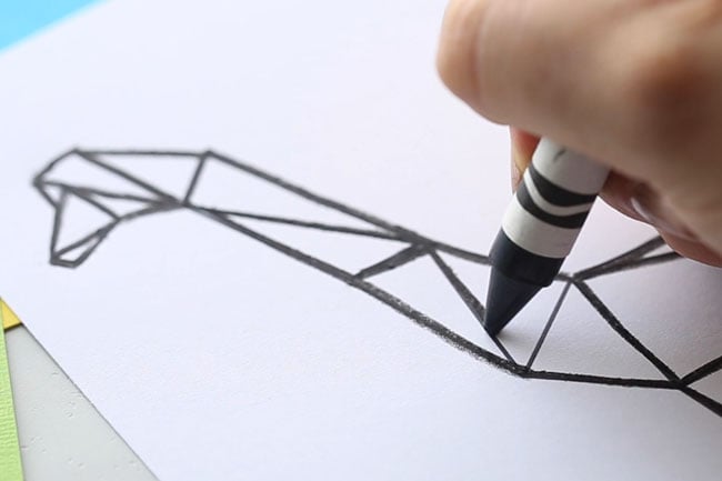 Black Crayon Outline on Dinosaur Template