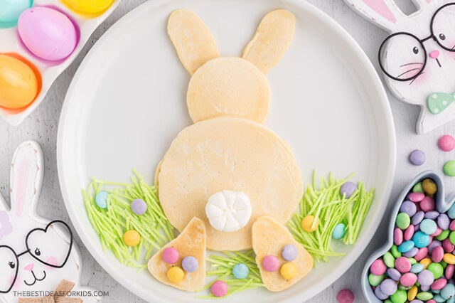 bunny pancake with grass