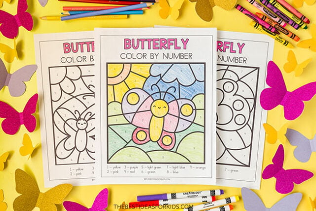 butterfly color by number printable