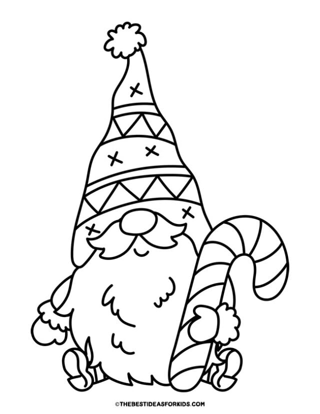 Christmas Gnome Coloring Page