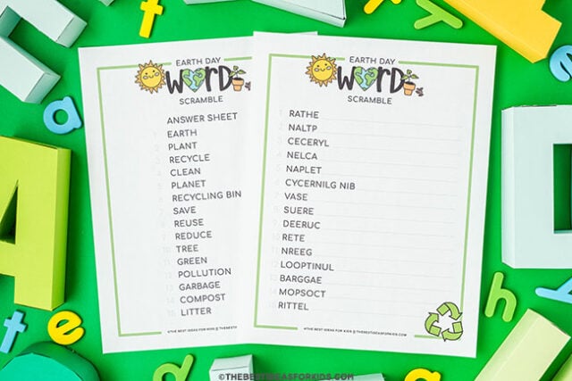 earth day word scramble free printable