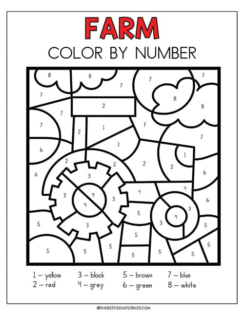 Farm Tractor Color by Number