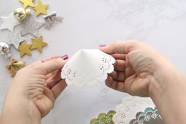 Fold Doily To Make Angel