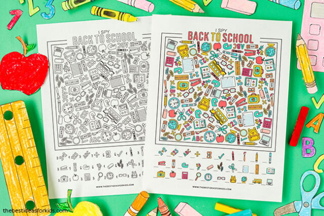 Free Printable Back to School I Spy