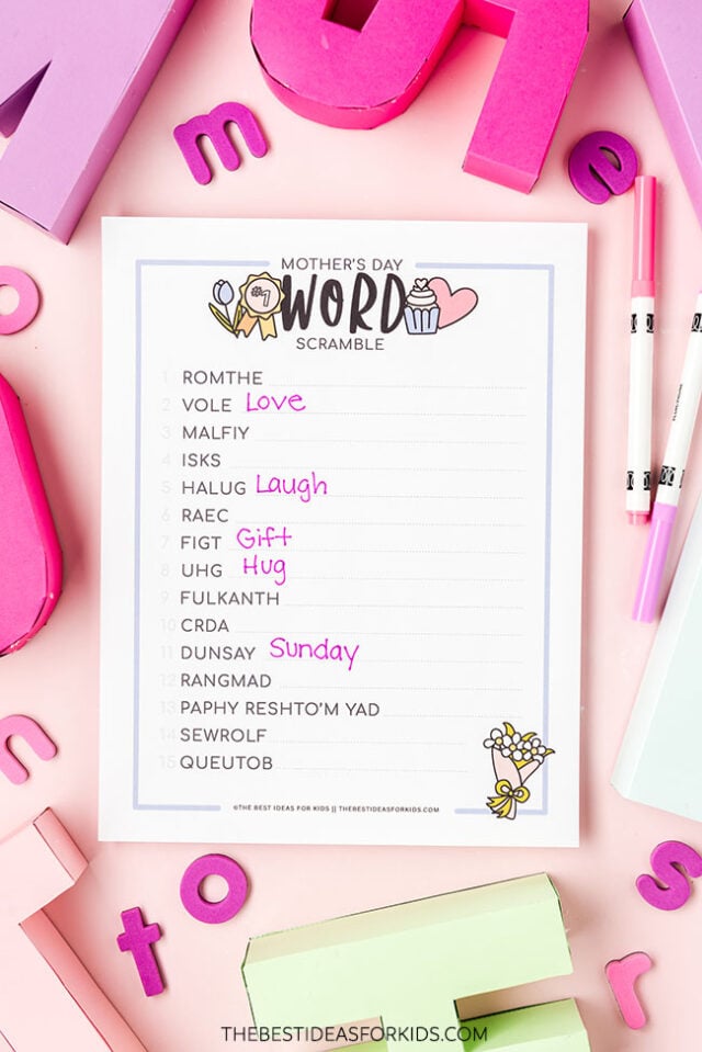 Free Printable Word Scramble for Mother's Day