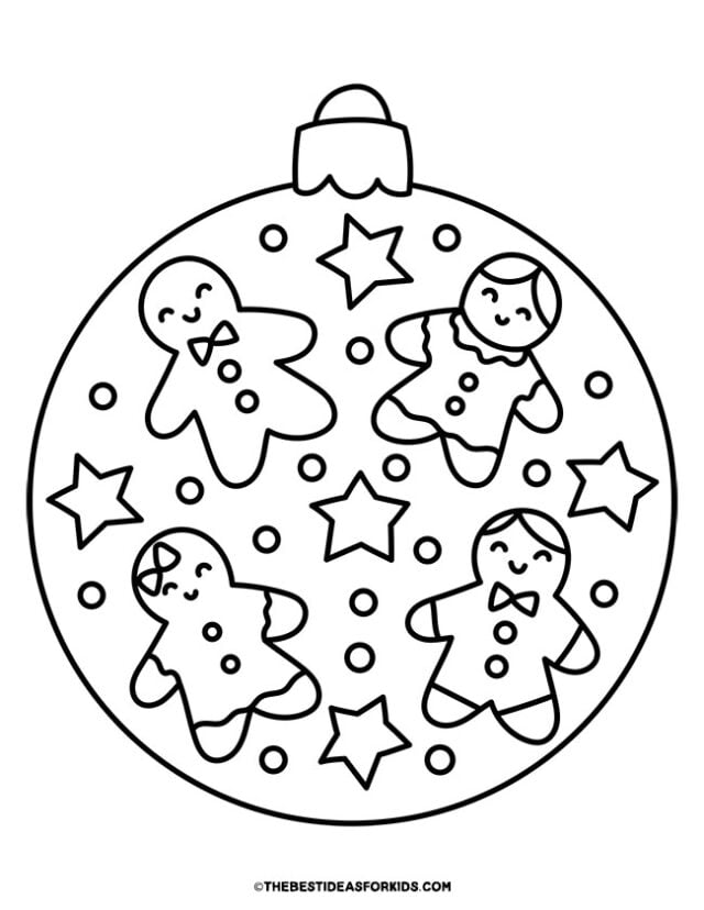 gingerbread cookie ornament coloring page