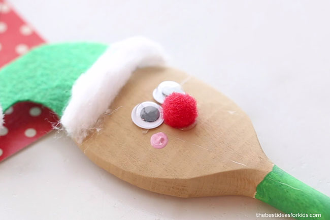 Glue on Pom Pom Nose to Elf