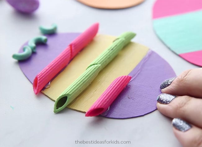 Glue Pasta Noodles to Easter Eggs