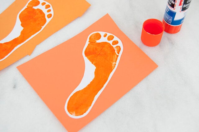 Gluing down orange footprint