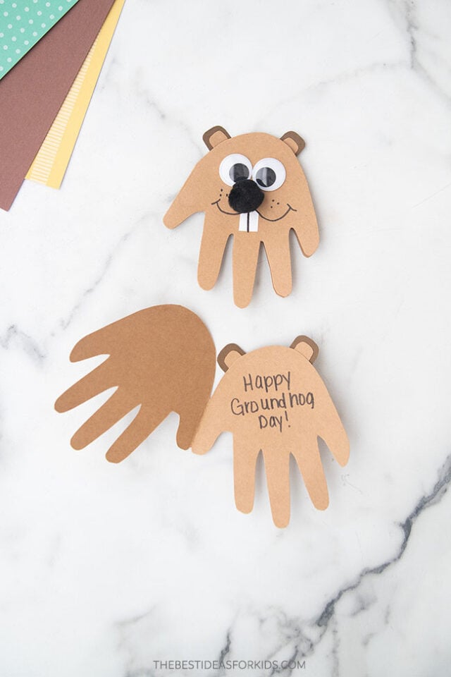 Handprint Groundhog Card