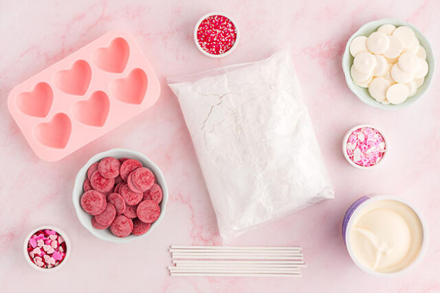 Heart Cake Pops Supplies