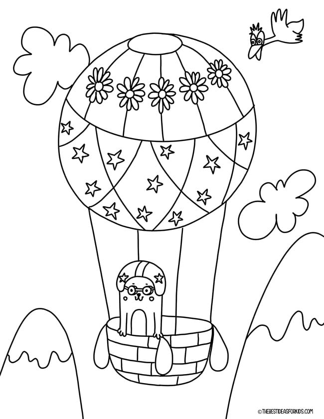 Hot Air Balloon Coloring Page