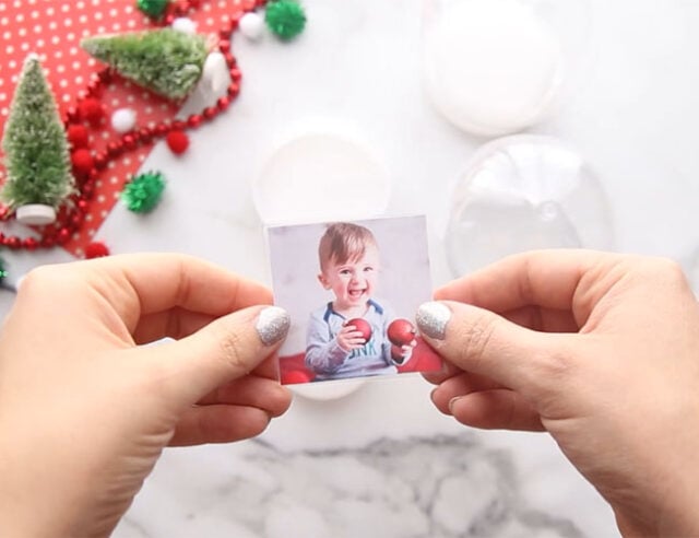 Laminate photo for diy snow globe