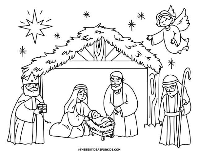 nativity scene coloring page