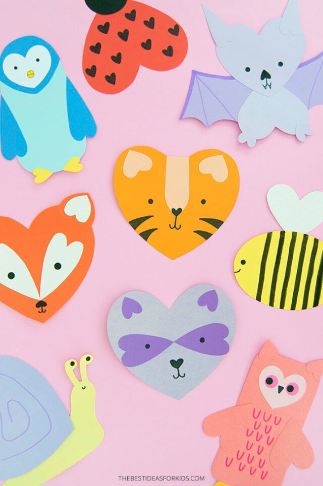 Paper Heart Animal Crafts