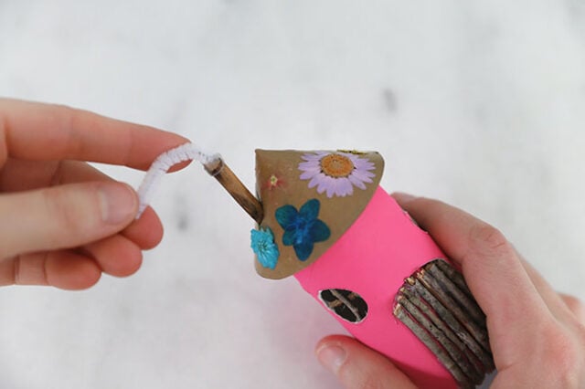 Pipe cleaner onto stick chimney