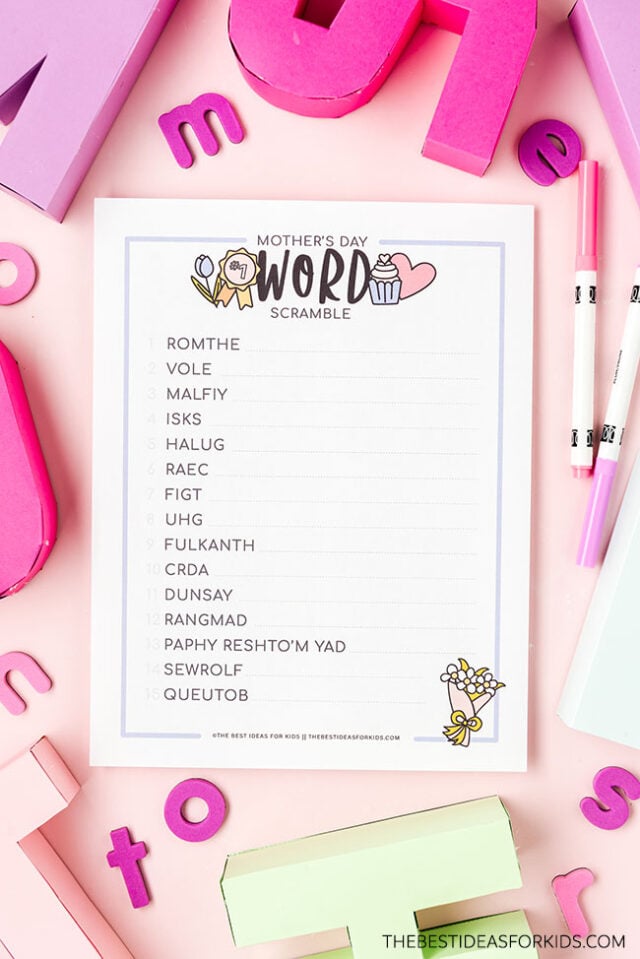 Printable Mother's Day Word Scramble