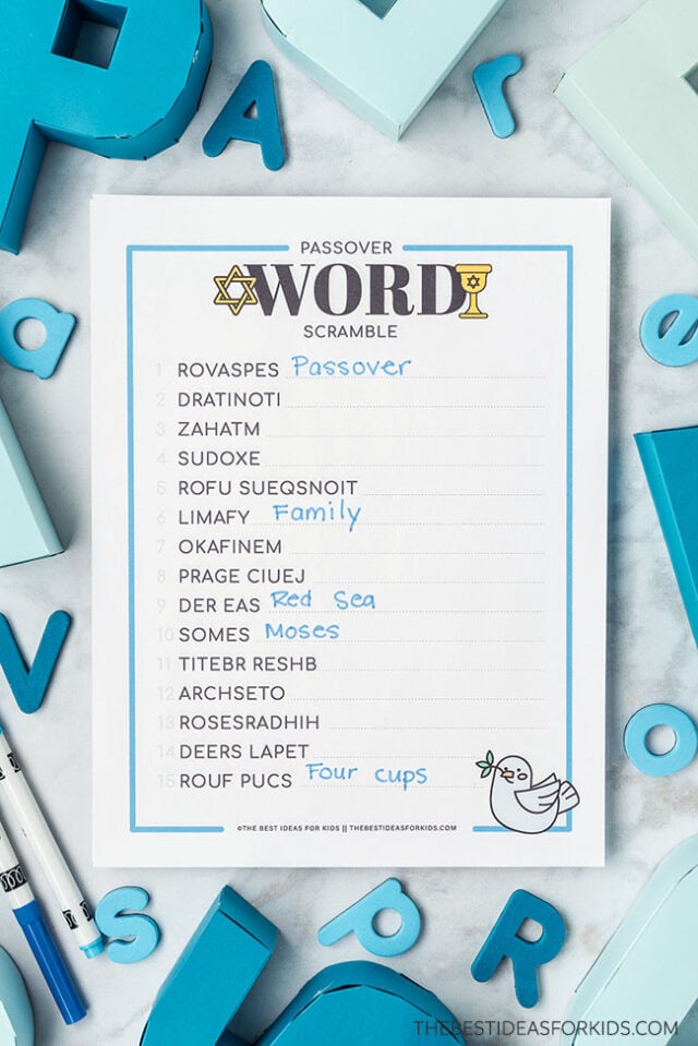 Printable Passover Word Scramble