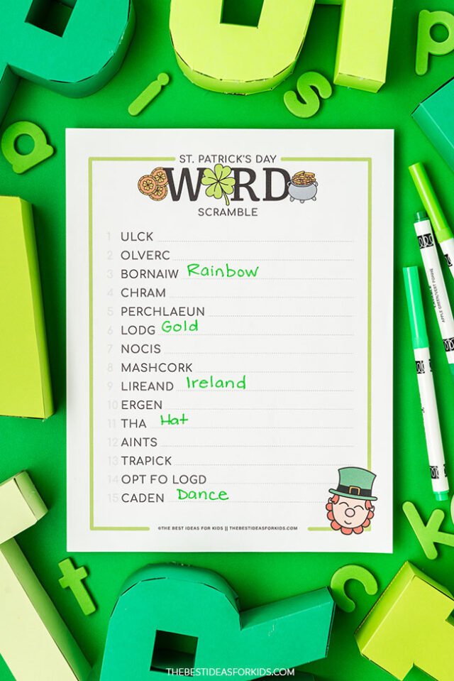 Printable St Patrick's Day Word Scramble