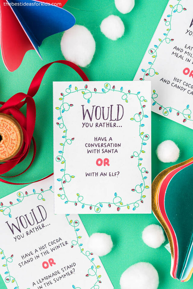 Printable Would You Rather Christmas Cards