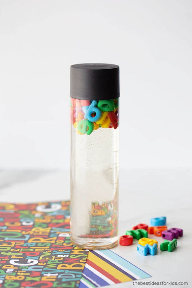 Sensory Bottle with Alphabet Letters