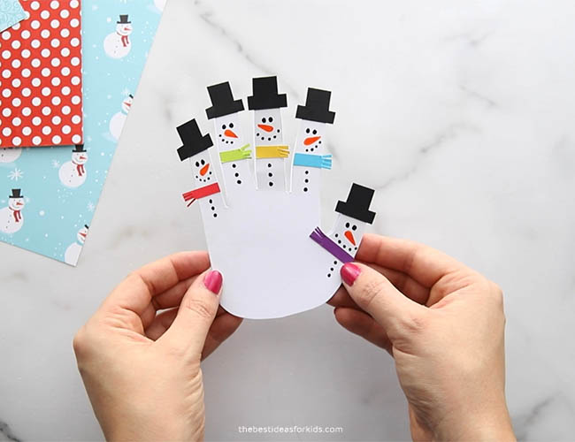 Snowman Handprint Card for Kids