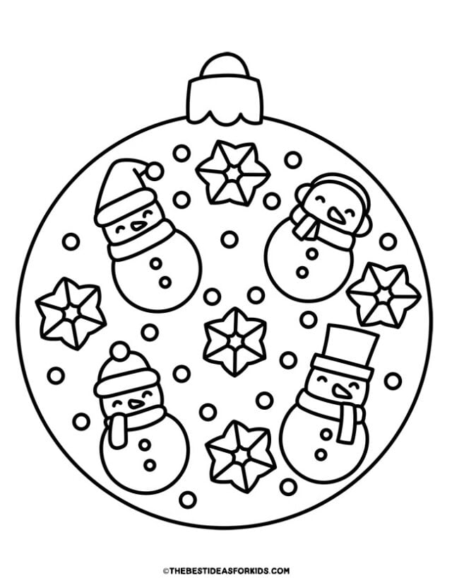 snowman ornament coloring page