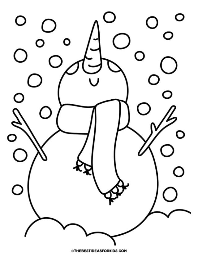 snowman playing coloring page