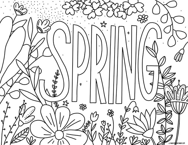 Spring Letters Coloring Page