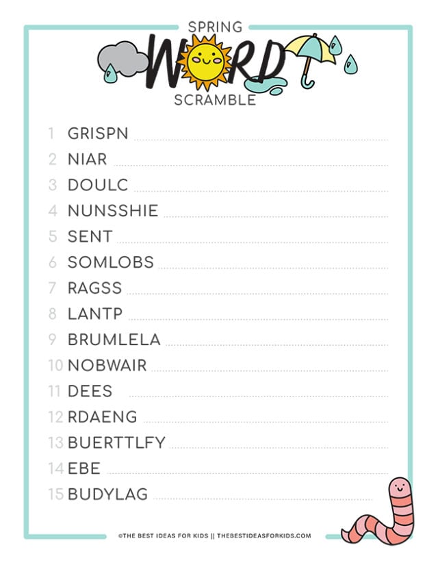 spring word scramble page