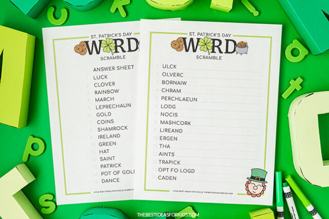 St Patrick's Day Free Printable Word Scramble