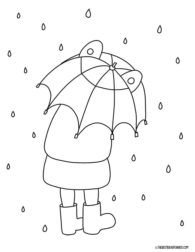 Umbrella Spring Coloring Page