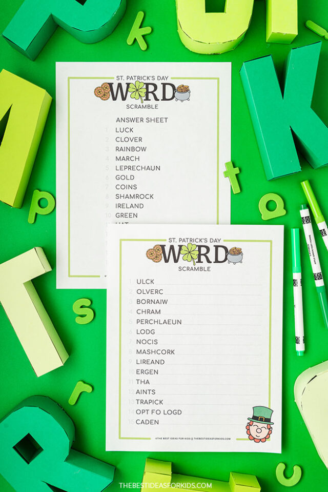 Word Scramble Printable St Patrick's Day