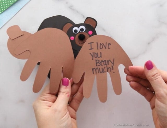 Write inside bear handprint card